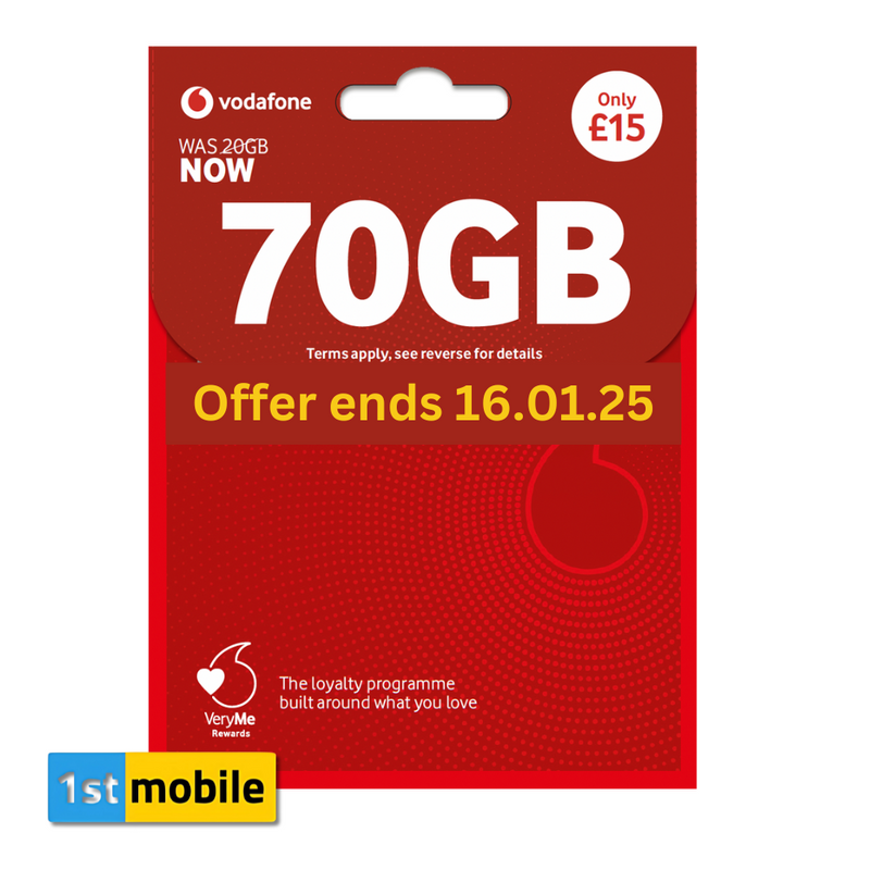 FREE Vodafone UK Pay As You Go Sim Cards, 3X BONUS DATA OFFER