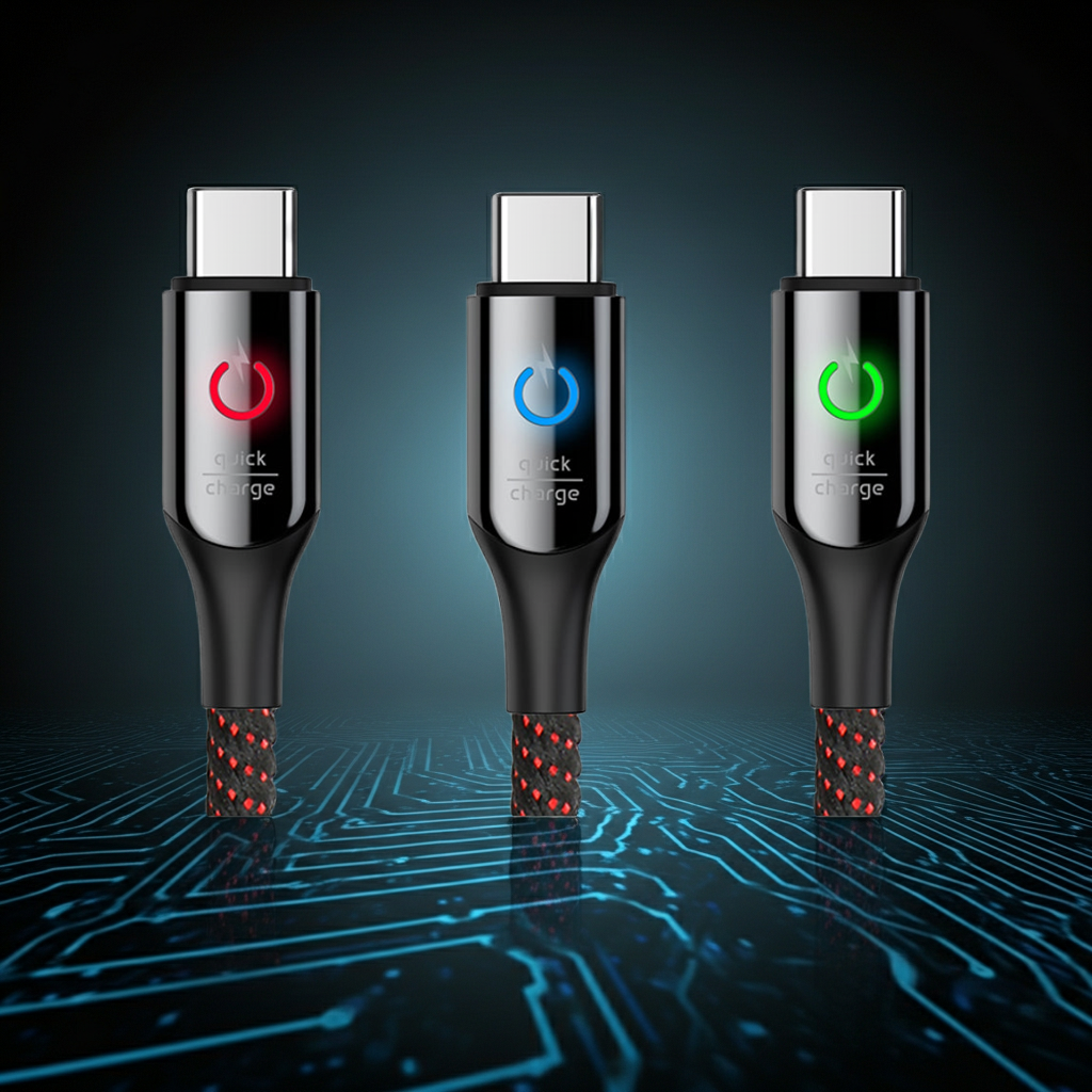 'Intellicharge' Tough USB-C Cable with Colour Changing LED Charge Indicator and Smart Auto Cut-off