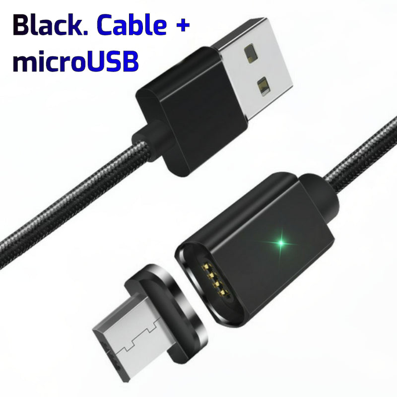 Magnetic Interchangeable USB-C/MicroUSB/iPhone Cable, 1 or 2 metre