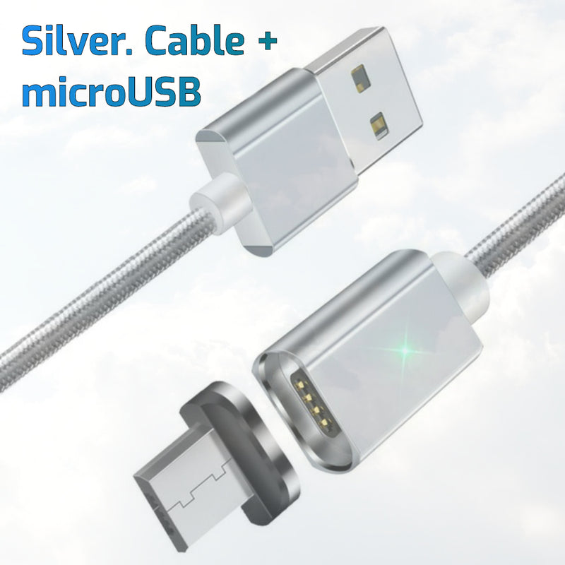 Magnetic Interchangeable USB-C/MicroUSB/iPhone Cable, 1 or 2 metre