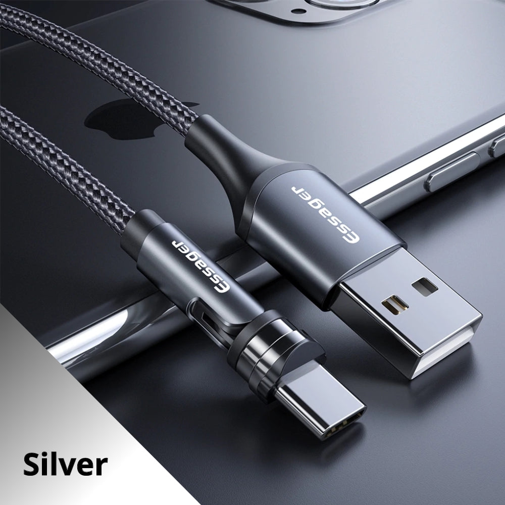 USB strong cable with detachable and interchangeable 180 degree adjustable plug tips - 1stMobile.UK