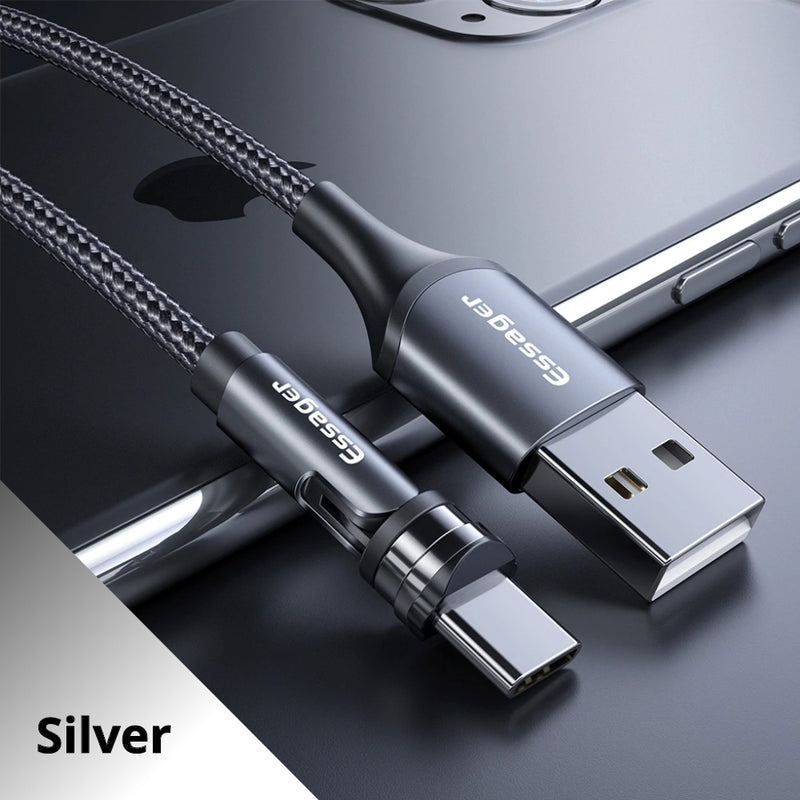 USB strong cable with detachable and interchangeable 180 degree adjustable plug tips