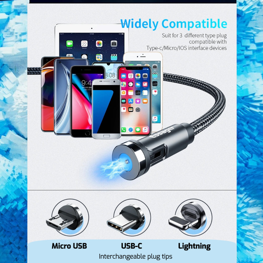 USB strong cable with detachable and interchangeable 180 degree adjustable plug tips - 1stMobile.UK