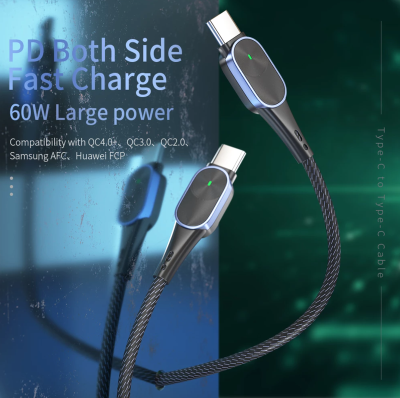 USB Type C to Type C extra strong cable for fast charging up to 60w. 1 or 2 metre