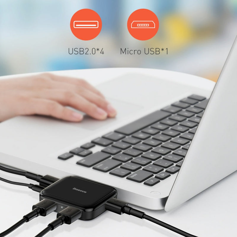 Portable 4 Port USB Hub with MicroUSB Powered Port