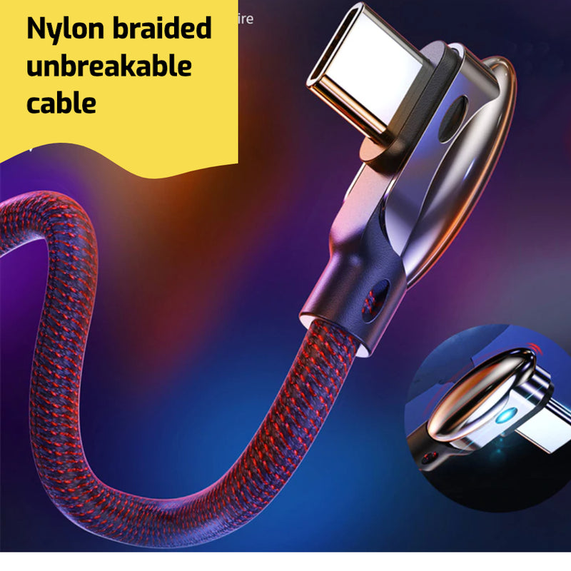 USB Cable for USB Type C Phones and Tablets. Up to 10w Fast Charging, Right Angled plug