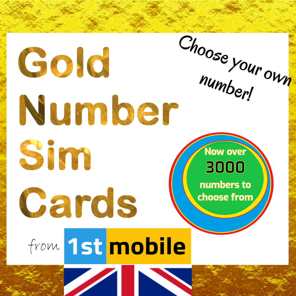 O2 Pay As You Go sim cards - CHOOSE YOUR OWN GOLD NUMBER - List S1 - 1stMobile.UK