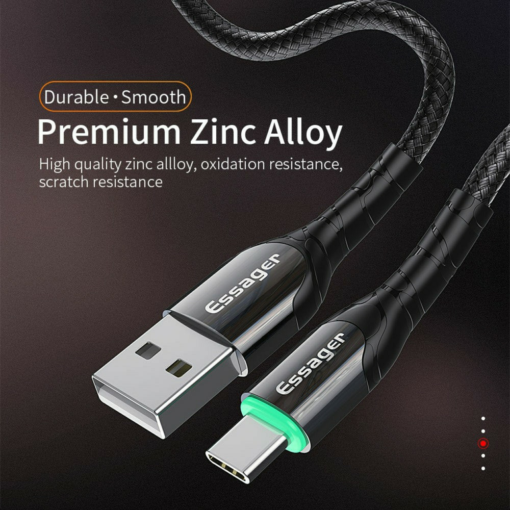 Strong Durable USB-C cable for fast charging up to 3A with LED indicator - 1stMobile.UK