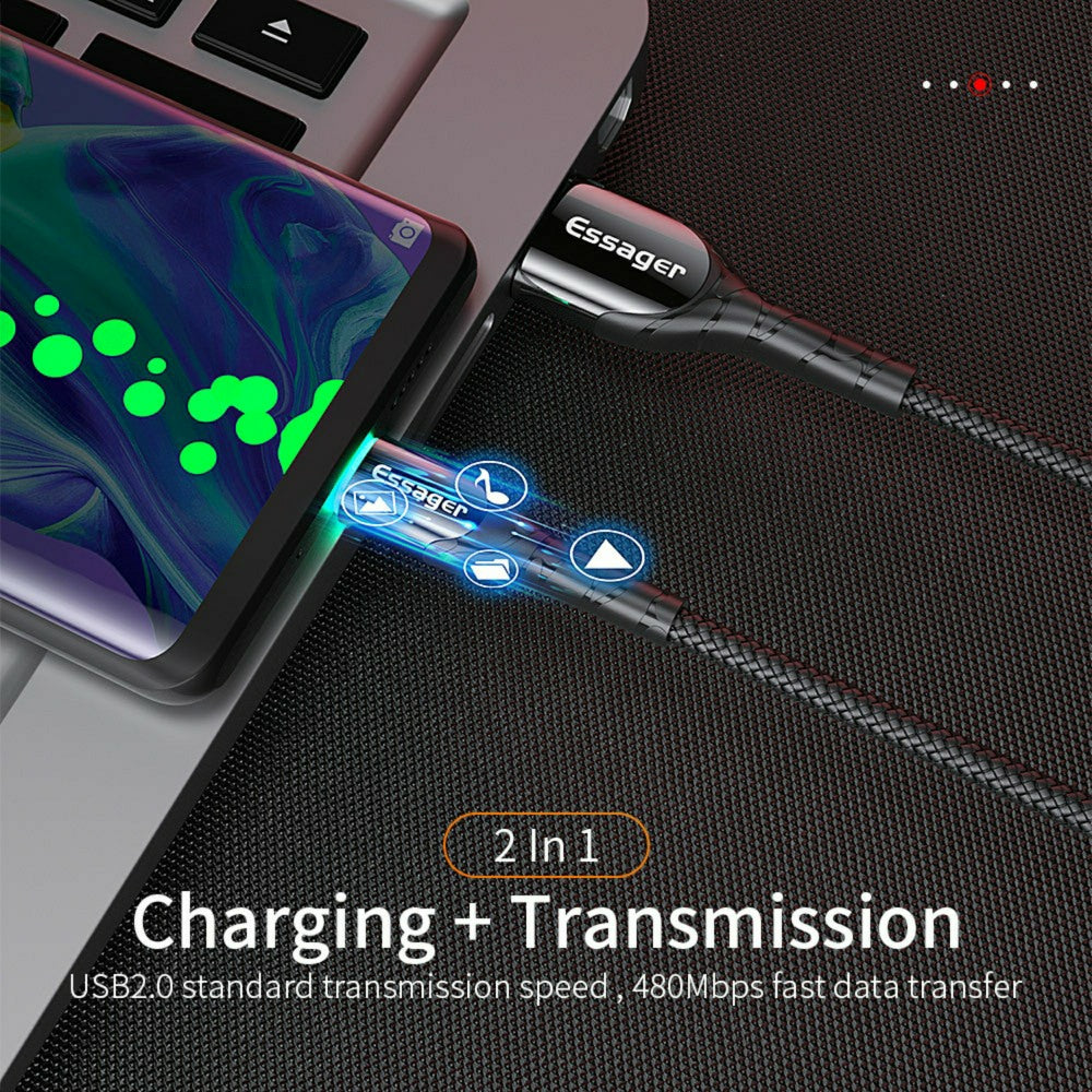 Strong Durable USB-C cable for fast charging up to 3A with LED indicator - 1stMobile.UK