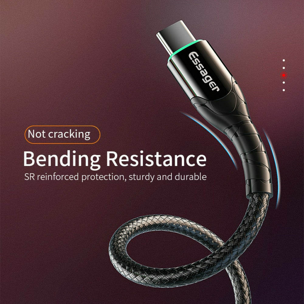 Strong Durable USB-C cable for fast charging up to 3A with LED indicator - 1stMobile.UK