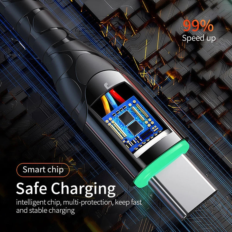 Strong Durable USB-C cable for fast charging up to 3A with LED indicator