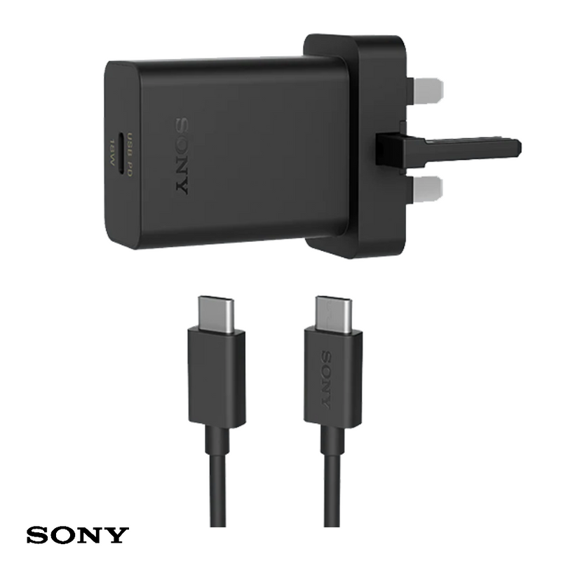 SONY USB-C Fast Charger 18w UK Plug with USB-C to USB-C cable